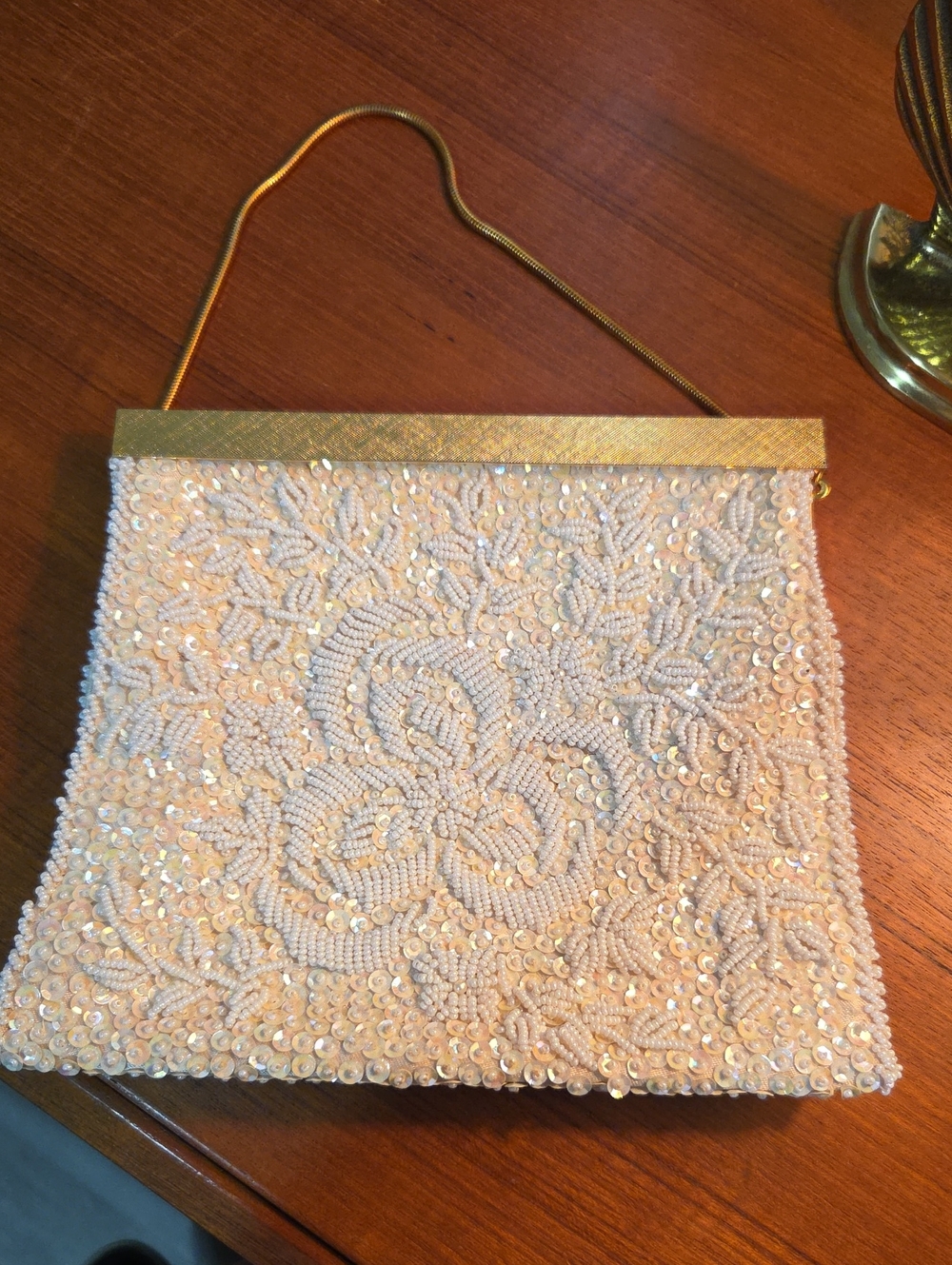 Antique La Regale Ltd. Exclusive  Beaded Handbag With Gold Flip Up Clousure